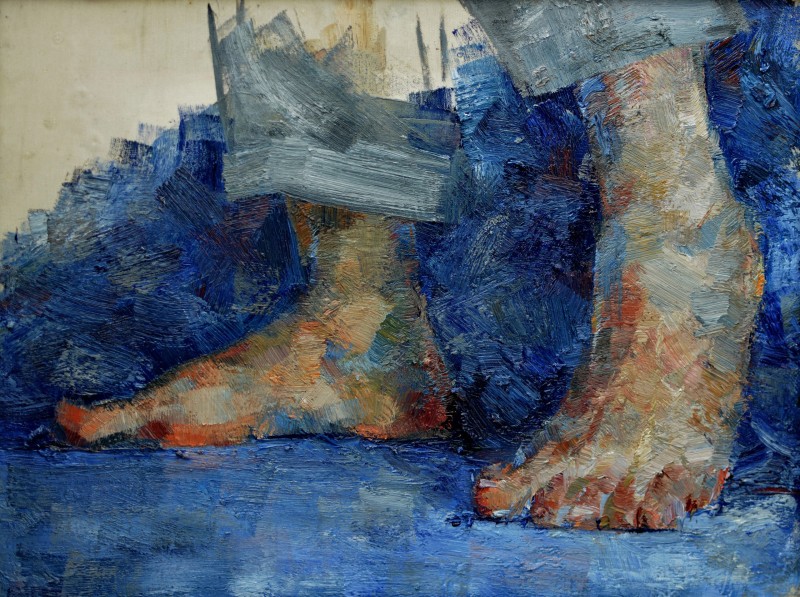 "Laba piciorului" by Vasile Corețchii, 2019, 320x420mm, ulei pe pânză