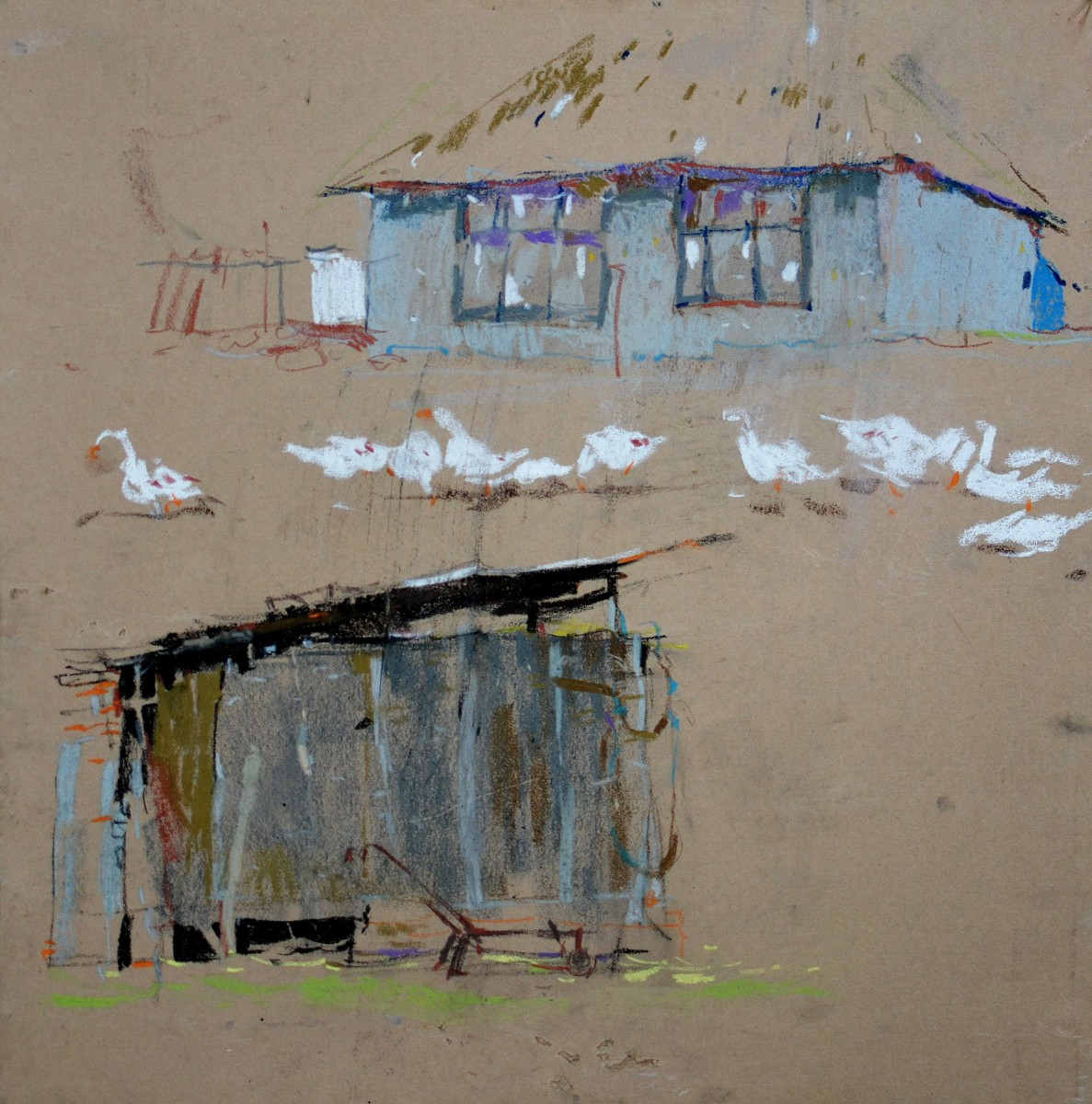 "Drawing. Animals" by Daniela Nemțanu, 400x400mm, pastel on paper