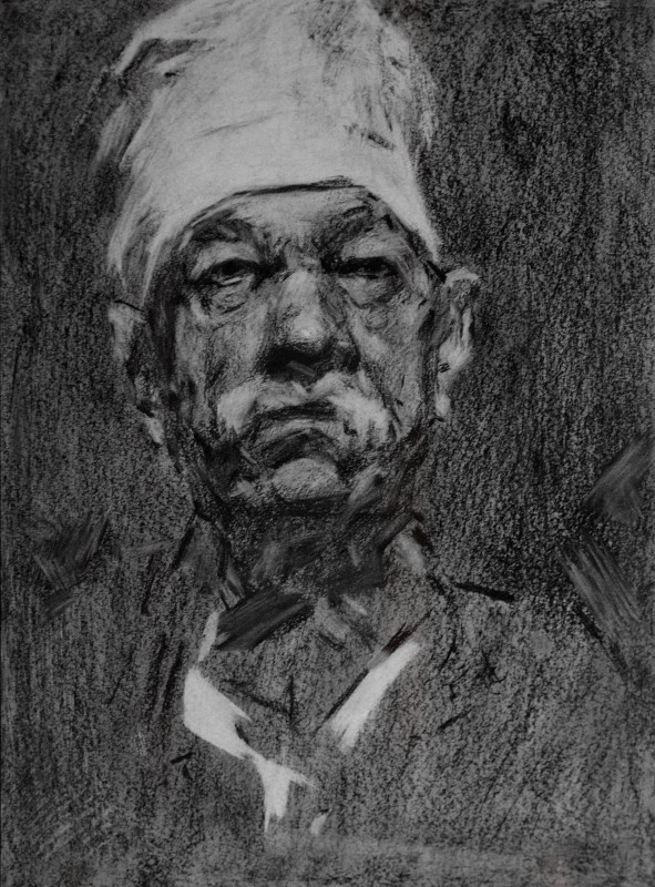 "Рисунок. Портрет" by Едуард Леаху, 400x300mm, соус / бумага