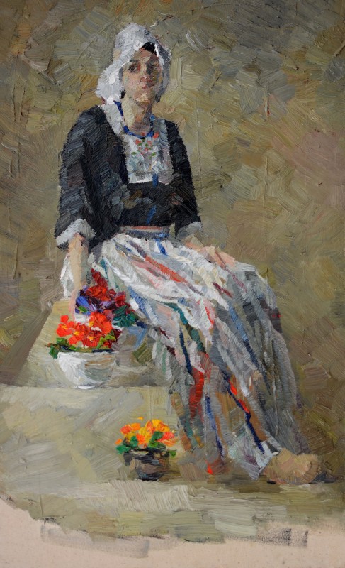 "Живопись. Этюд. Фигура / полуфигура. Продолжительный" by Нина Апостол, 680x420mm, масло / холст