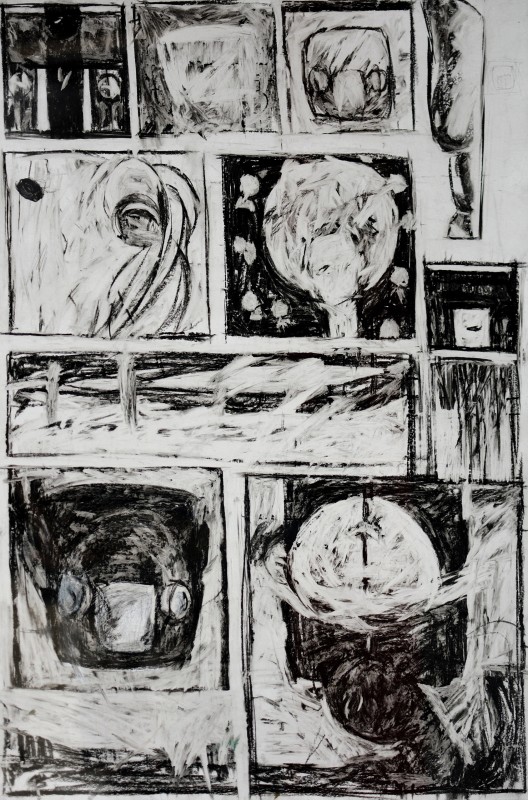 "Schițe la compoziție. Двое" by Carolina Leagul, 2012, 600x400mm, Russian sauce on paper