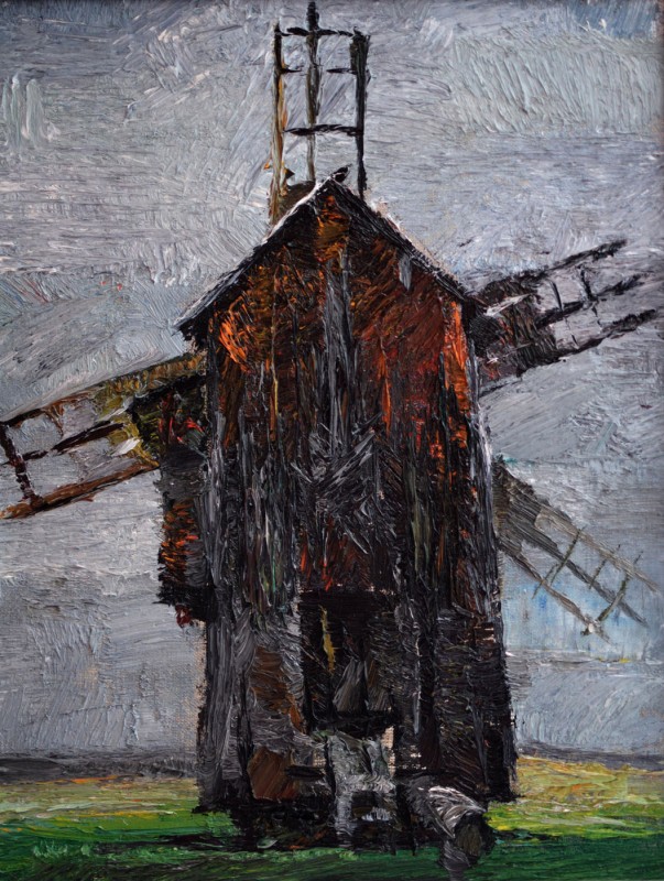 "Windmill. Sibiu, museum ASTRA" by Ion Golubei, 2015, 420x320mm, oil on canvas