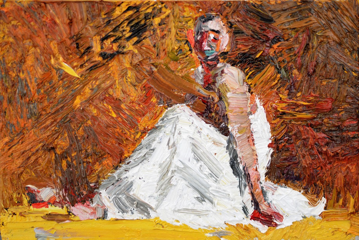 "Studiu. Figură" by Ștefan Mocanu, 2020, 200x300mm, ulei pe pânză