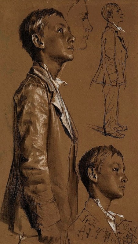 "Рисунок. Фигура / полуфигура" by Адолпх вон Мензел