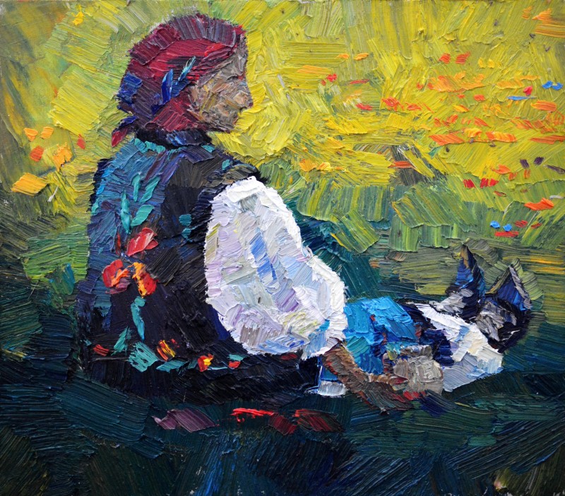 "Figură. Plein-air" by Vlada Cibuc, 2016, 420x470mm, oil on canvas