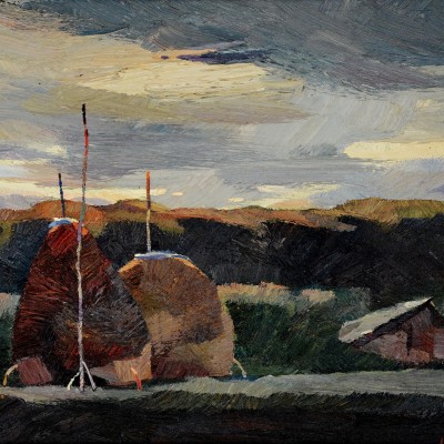 "Motiv. Moldovița" by Anatol Ghimpu, 2002, 520x600mm, ulei pe pânză