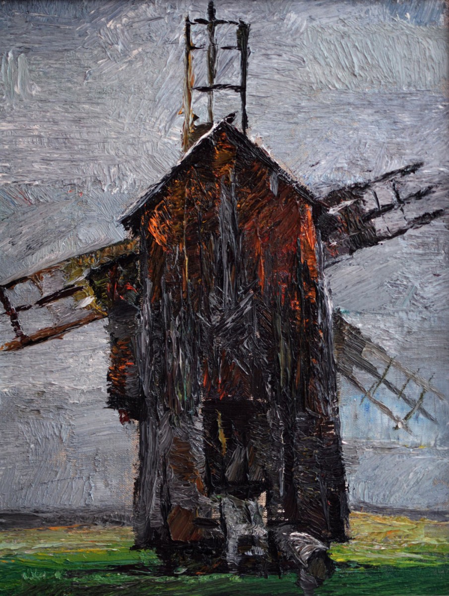 "Windmill. Sibiu, museum ASTRA" by Ion Golubei, 2015, 420x320mm, oil on canvas