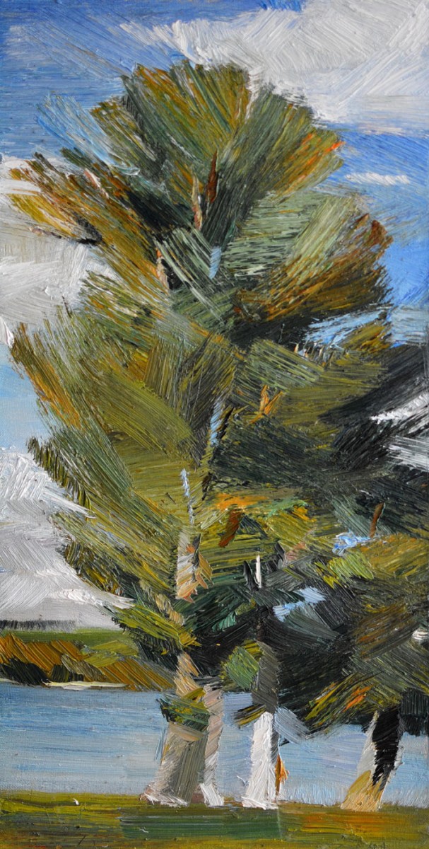 "Motiv. Copaci" by Natalia Fostica, 2017, 600x300mm, oil on canvas