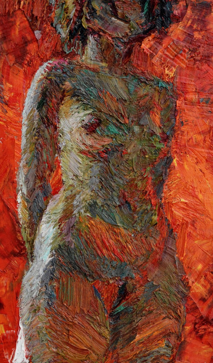 "Studiu. Nud" by Виcтор Теслару, 2014, 520x300mm, масло / холст