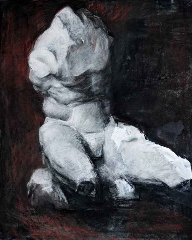 "Tors. Beliveder" by Vlada Cibuc, 2015, 500x400mm, Russian sauce and pastel on paper