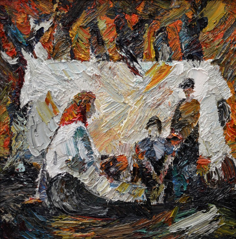 "Compoziție BAC" by Cristina Dragoi, 2014, 400x400mm, oil on canvas