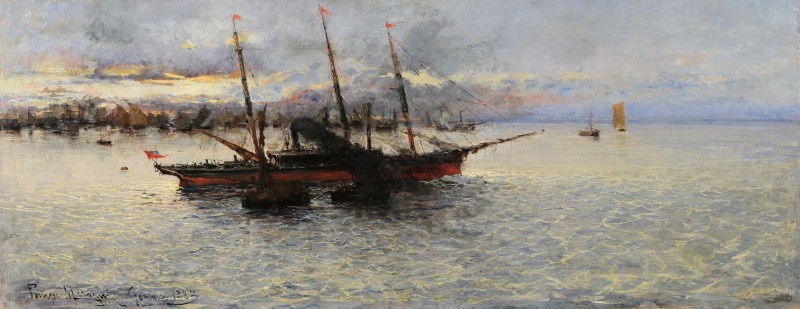"Pictură. Peisaj maritim" by Pompeo Mariani