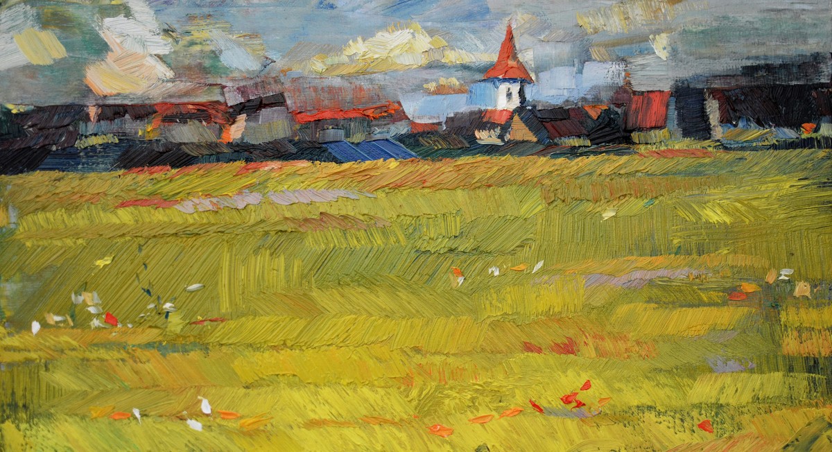 "Motiv. Dealul Frumos" by Alisa Bivol, 2017, 250x450mm, oil on canvas