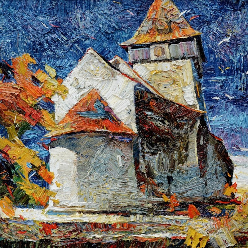 "Autumn. Toarcla" by Anatol Ghimpu, 2009, 520x520mm, oil on canvas