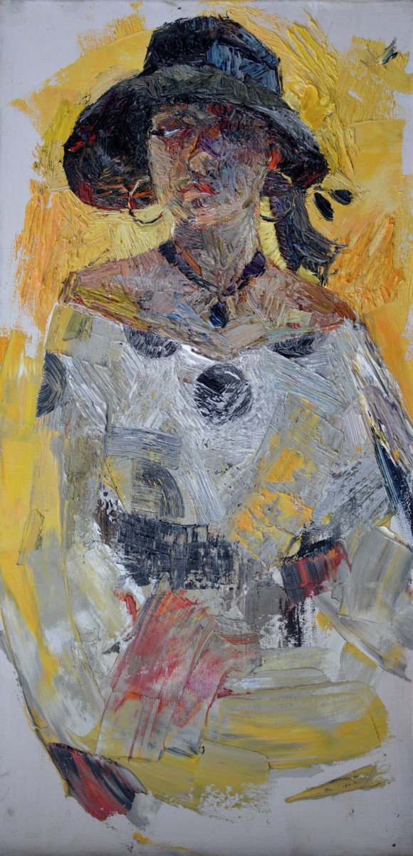 "Studiu. Figură" by Ștefan Mocanu, 2020, 600x300mm, ulei pe pânză