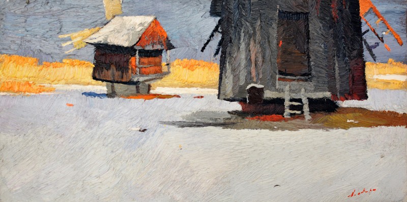 "Мельница. Сибиу" by Анатол Гимпу, 2012, 400x200mm, масло / холст