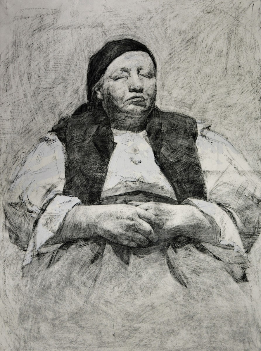 "Drawing. Figure. Long term" by Cezar Ciobanu, 720x520mm, coal on paper