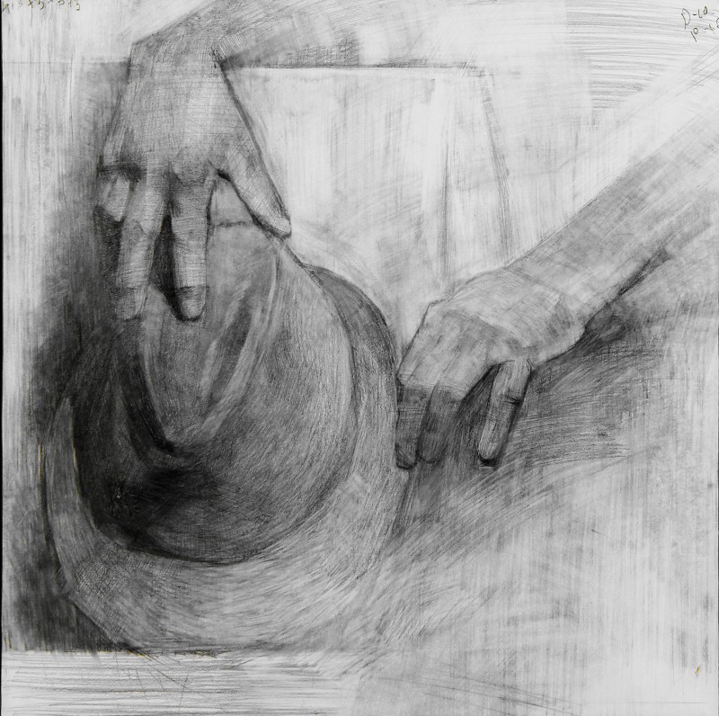 "Mâini" by Alexandra Clapatiuc, 2008, 400x400mm, creion pe hârtie
