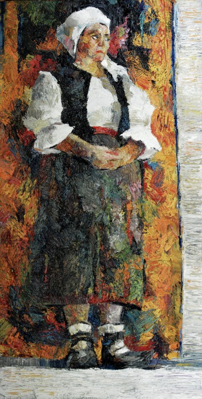 "Figură în național" by Cristina Demian, 2016, 840x420mm, oil on canvas