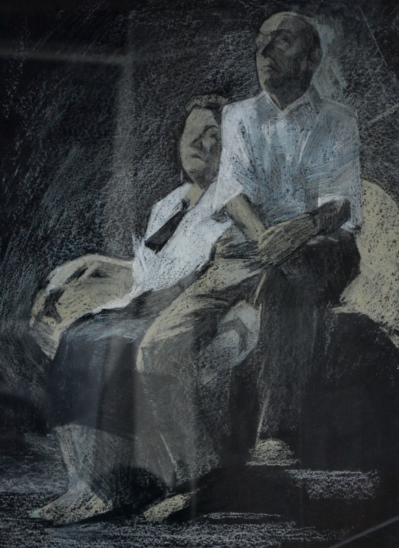 "Crochiu. Figură dublă" by Alexandra Clapatiuc, 2013, 400x300mm, Russian sauce on paper