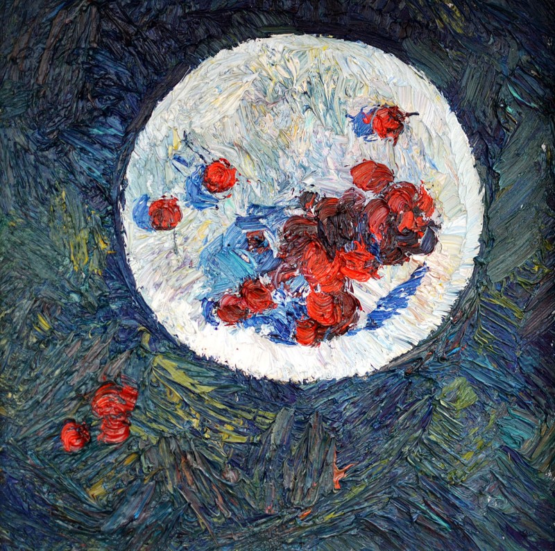 "Cireșe. Plein-air" by Vlada Cibuc, 2015, 300x300mm, oil on canvas