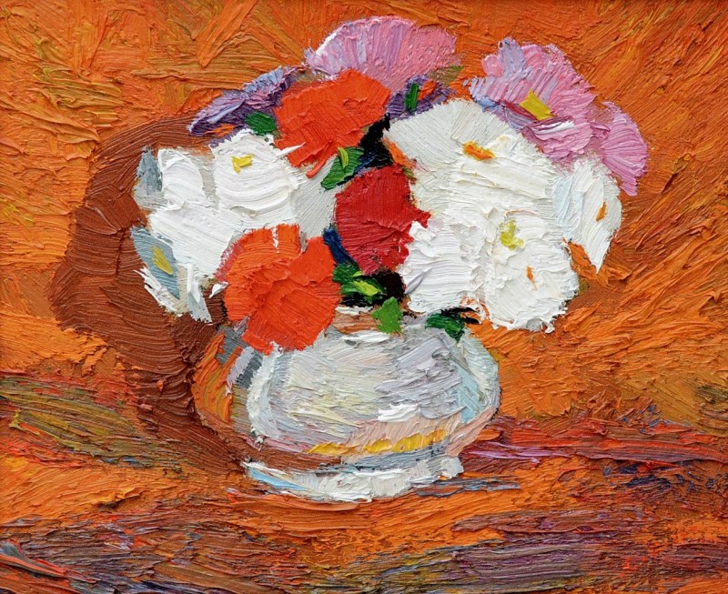 "Etude with flowers" by Anatol Ghimpu, 2007, 300x400mm, oil on canvas