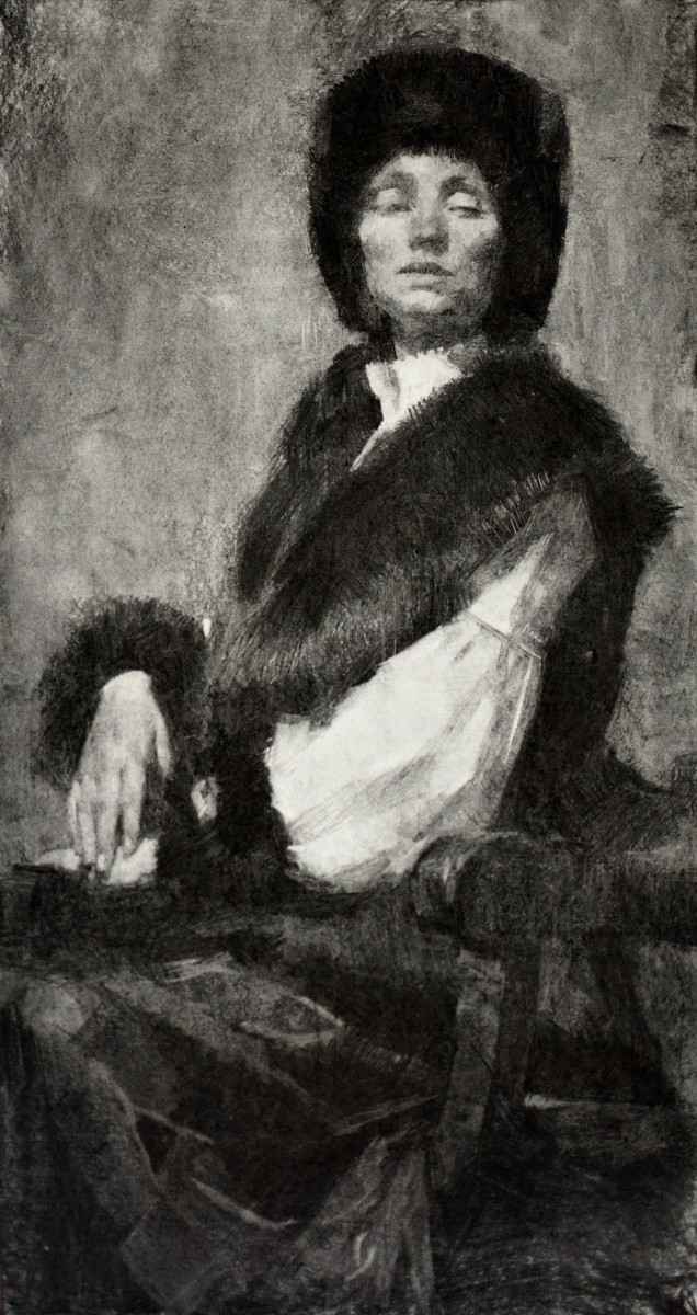 "Полу-фигура" by Ион Голубей, 2017, 600x400mm, соус / бумага