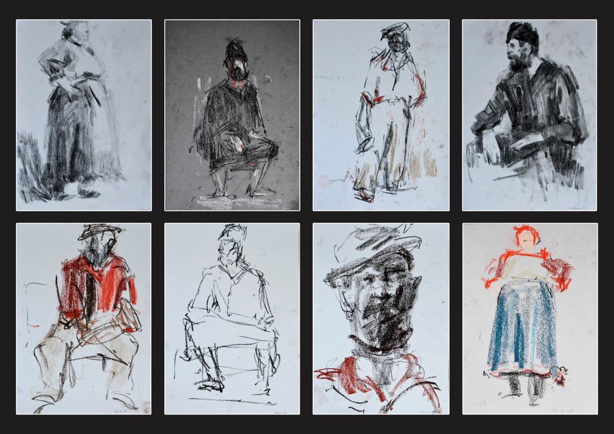 "Crochiuri de figura" by Cезар Cёбану, 2015, 290x190mm x 6, соус и пастель / бумага