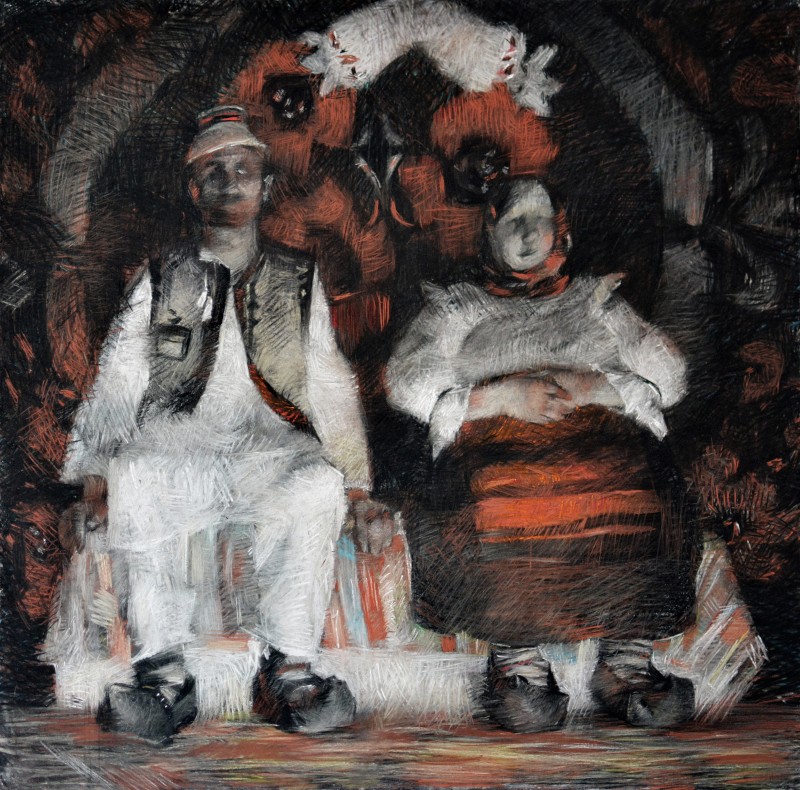 "Рисунок. Фигура / полуфигура. Продолжительный" by Санда Cебан, 800x800mm, пастель / бумага