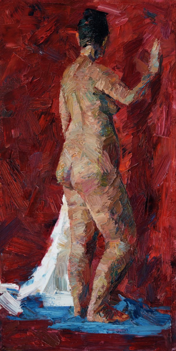 "Живопись. Этюд. Обнаженка. Продолжительный" by Cезар Cёбану, 600x300mm, масло / холст