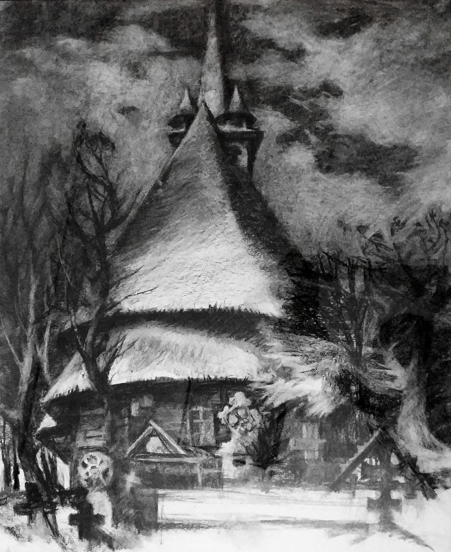 "Марамуреш" by Оксана Цип, 2002, 500x400mm, соус / бумага