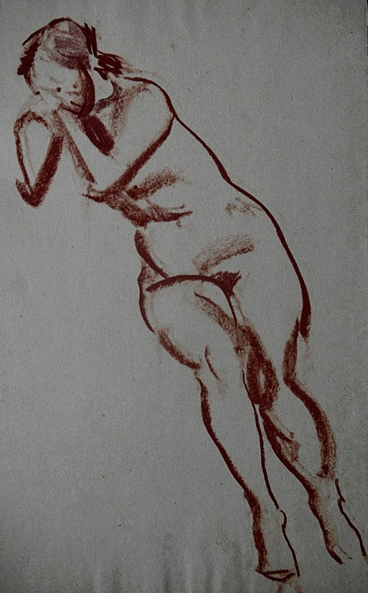 "Drawing. Nude" by Gheorghe Vrabie, pencil on paper