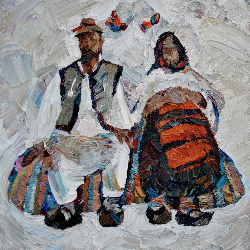 "Studiu. Figură dublă" by Dumitrița Znaida, 2018, 300x300mm, ulei pe pânză