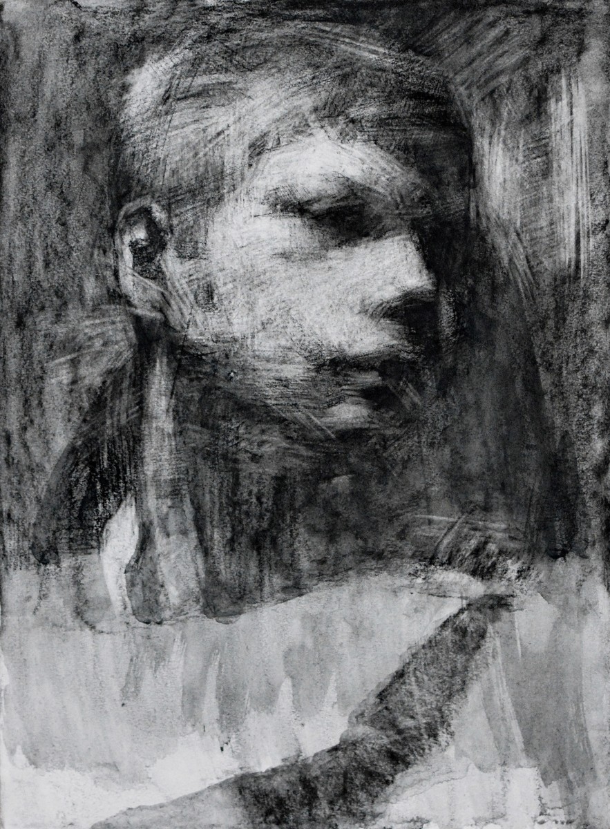 "Portret" by Alexandru Untilov, 2015, 400x300mm, Russian sauce on paper
