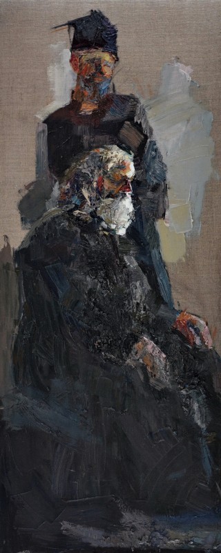 "Двойная фигура" by Иоана Моcану, 2022, 1000x400mm, масло / холст