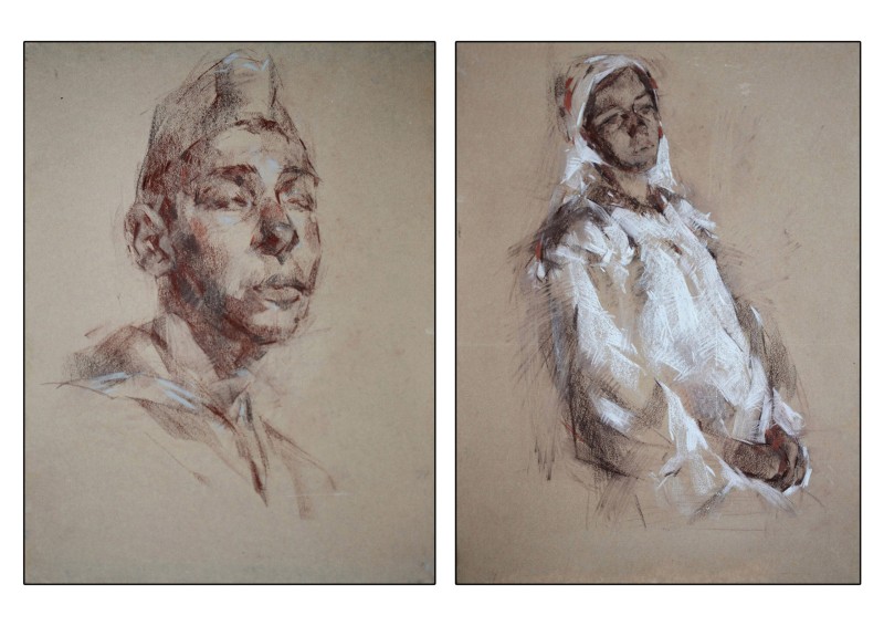 "Drawing. Portrait" by Daniela Nemțanu, 400x300mm, pastel on paper