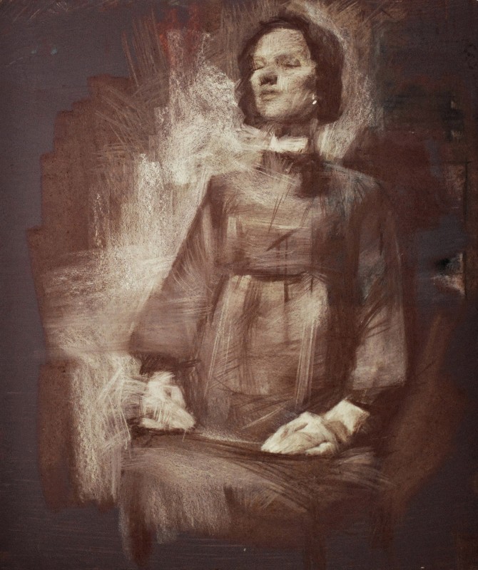 "Полу-фигура" by Ион Голубей, 2016, 600x500mm, соус / бумага