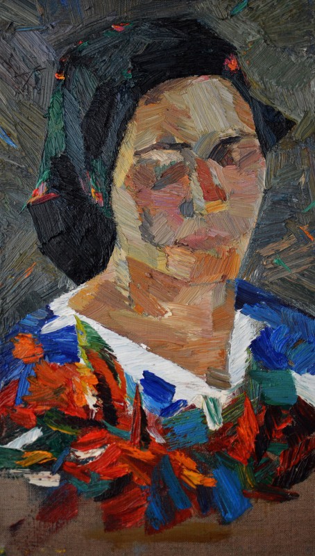 "Studiu. Portret în național" by Dumitrița Znaida, 2017, 450x250mm, oil on canvas