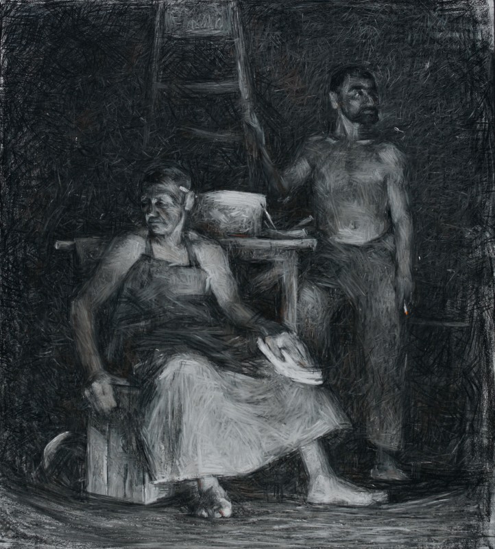 "Drawing. Figure. Long term" by Vasile Corețchii, 800x700mm, Russian sauce on paper