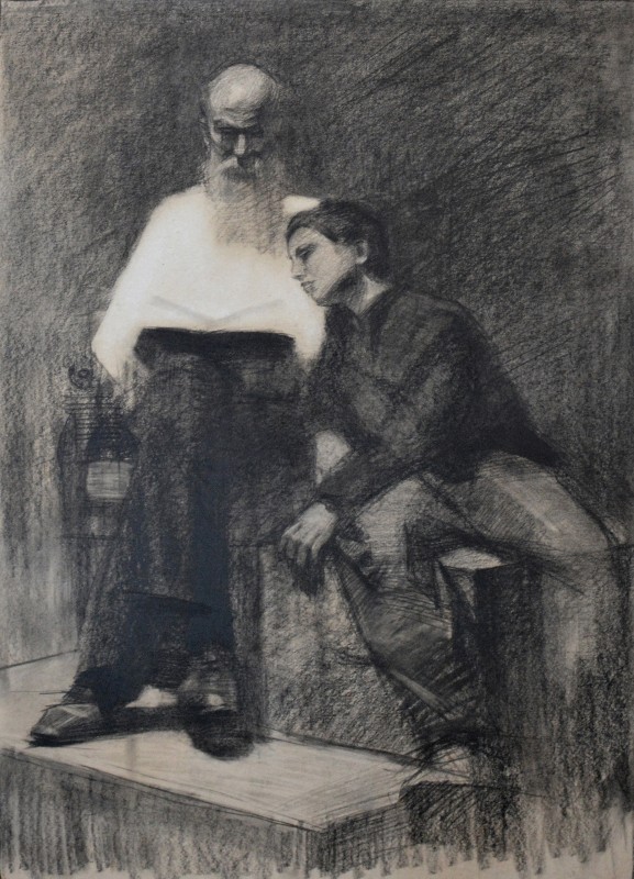 "Analiza operei de artă" by Victor Teslaru, 2014, 500x400mm, creion pe hârtie