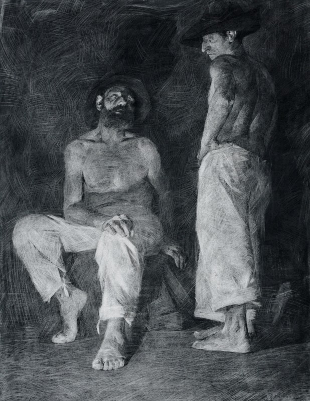 "Desen. Figură / semifigură. De lungă durată" by Cezar Ciobanu, 900x700mm, Russian sauce pe hârtie