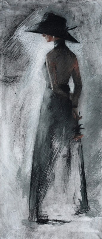 "Figură" by Vlada Cibuc, 2016, 700x300mm, Russian sauce pe hârtie