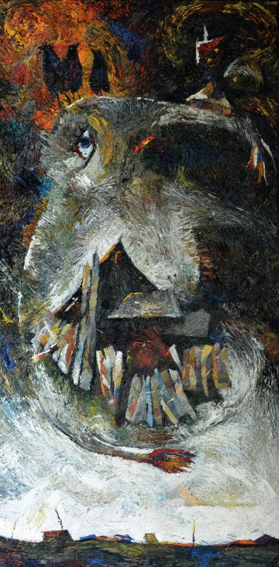 "Compoziție. Peisaj" by Cristina Demian, 2016, 1000x500mm, oil on canvas