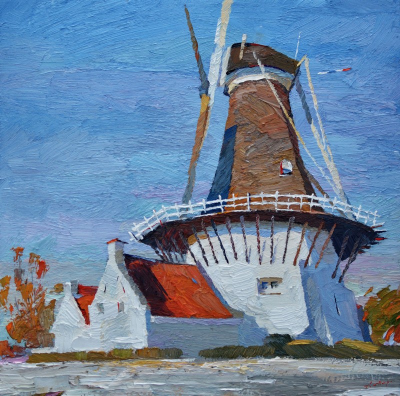 "Windmill. Wassenaar" by Anatol Ghimpu, 2020, 520x520mm, oil on canvas