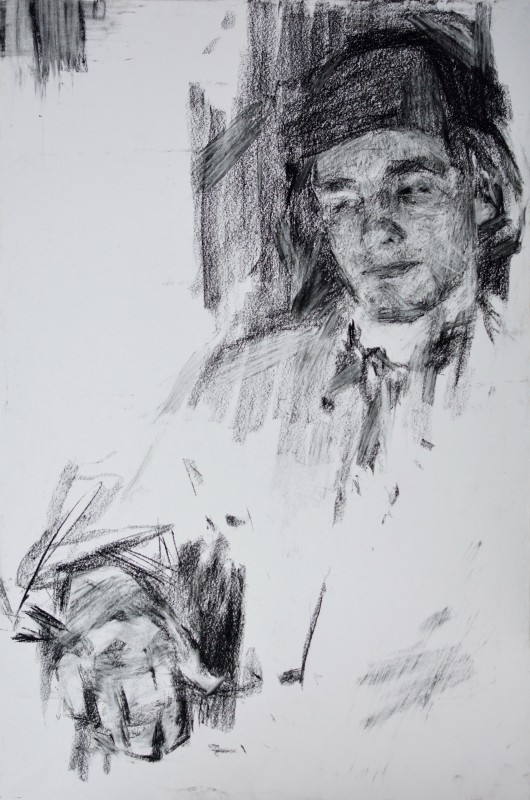 "Studiu" by Eduard Leahu, 2020, 600x400mm, Russian sauce on paper