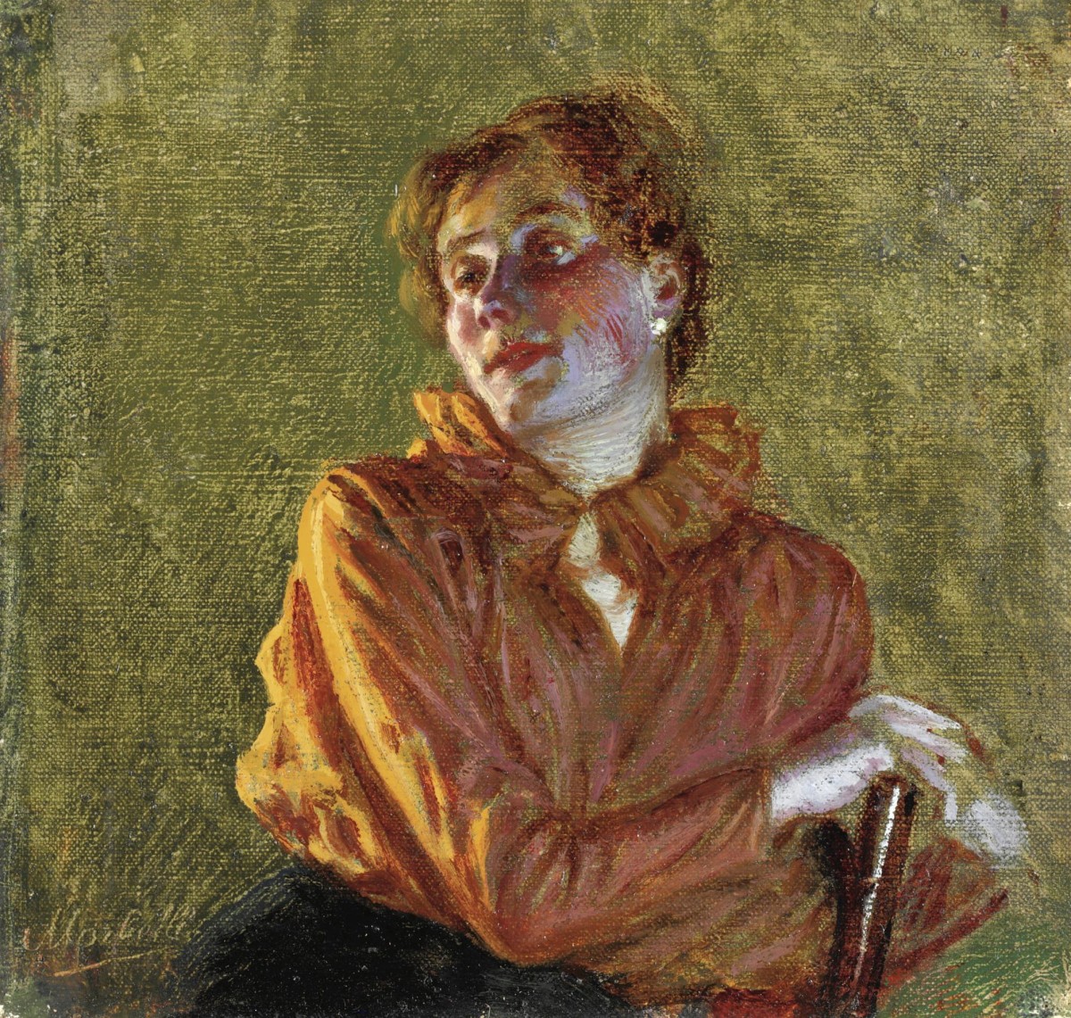 "Pictură. Figură / semifigură" by Angelo Morbelli