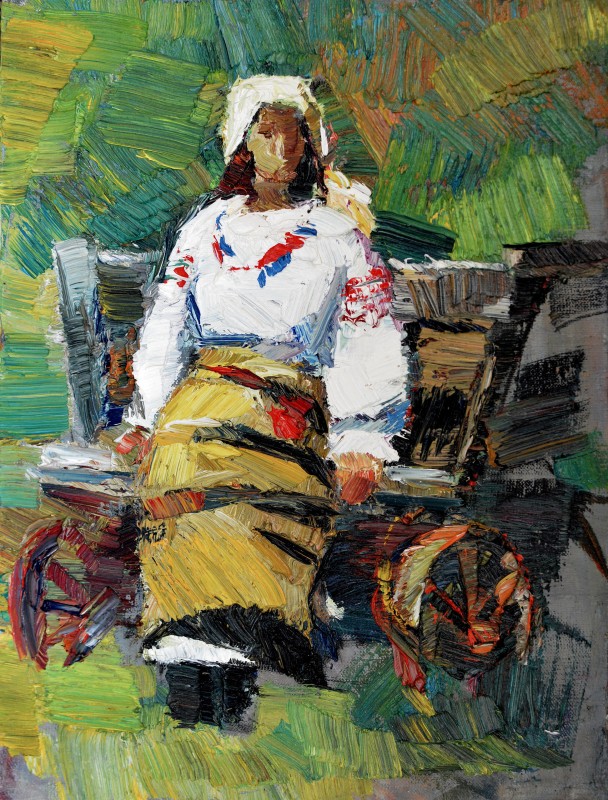 "Figură în național" by Vlada Cibuc, 2016, 300x400mm, ulei pe pânză