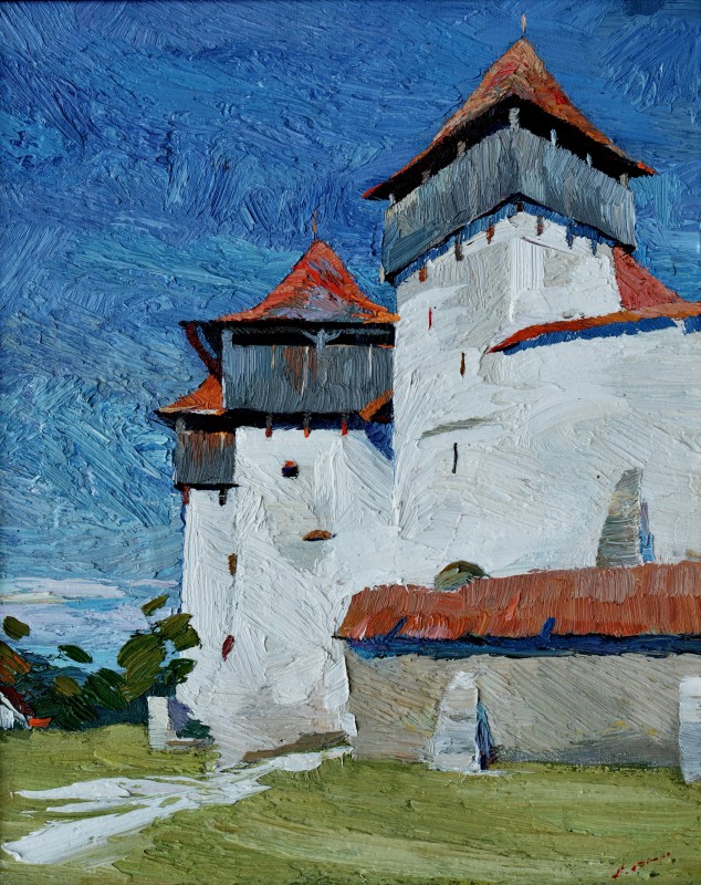 "Viscri" by Anatol Ghimpu, 2018, 520x420mm, oil on canvas