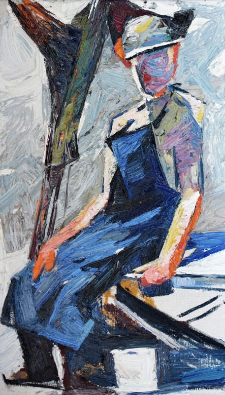"Figură în pleinair" by Carolina Leagul, 2013, 520x300mm, ulei pe pânză