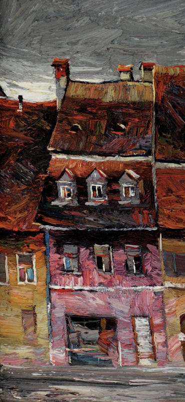 "Sighișoara" by Anatol Ghimpu, 2004, 400x200mm, oil on canvas
